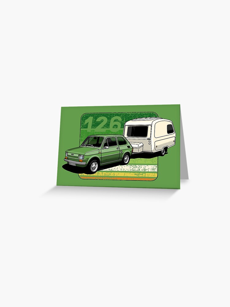 Maluch with Bambina caravan and green background | Sticker