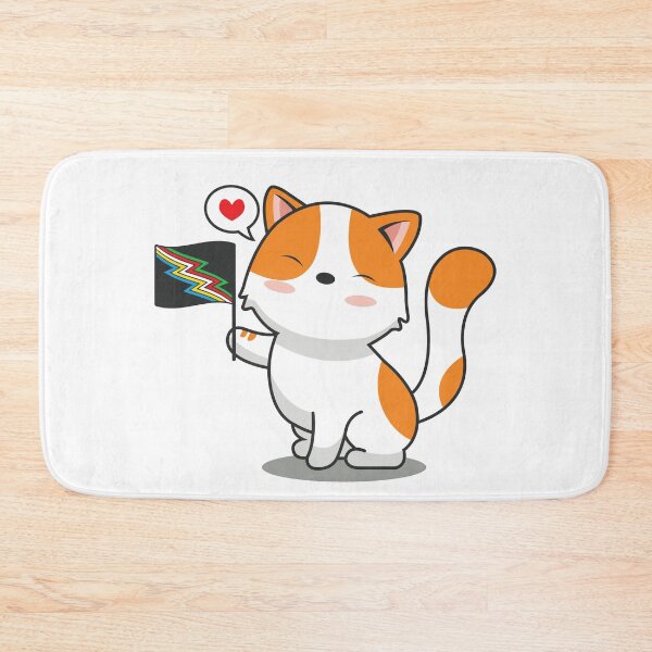 Item preview, Cute Cat Holding Disability Pride Flag designed and sold by Luan Huynh.