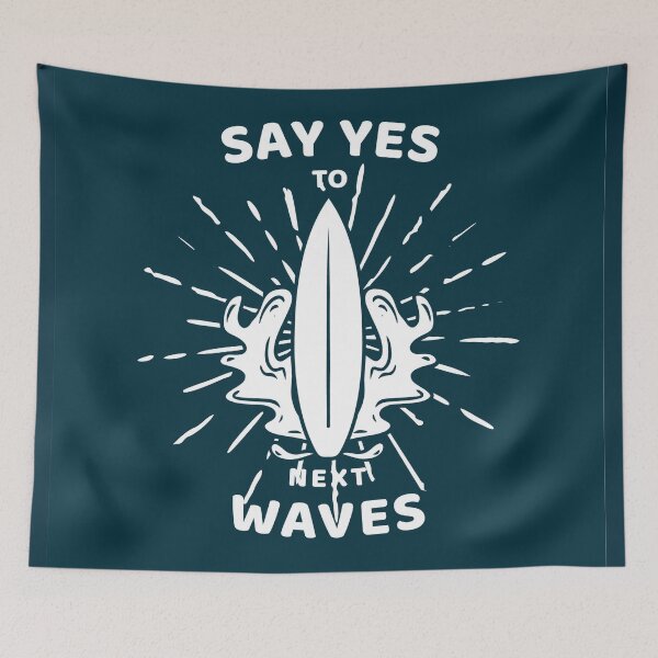 Item preview, Design Say Yes Waves with Surfing Board Waves Flat Illustration designed and sold by Peekonet.