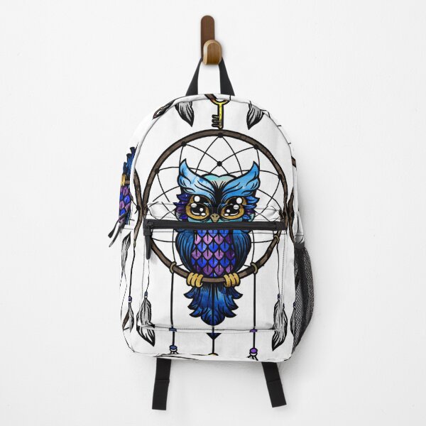 Item preview, Beautiful Bright Blue Boho Owl in dreamcatcher designed and sold by Valdilana.
