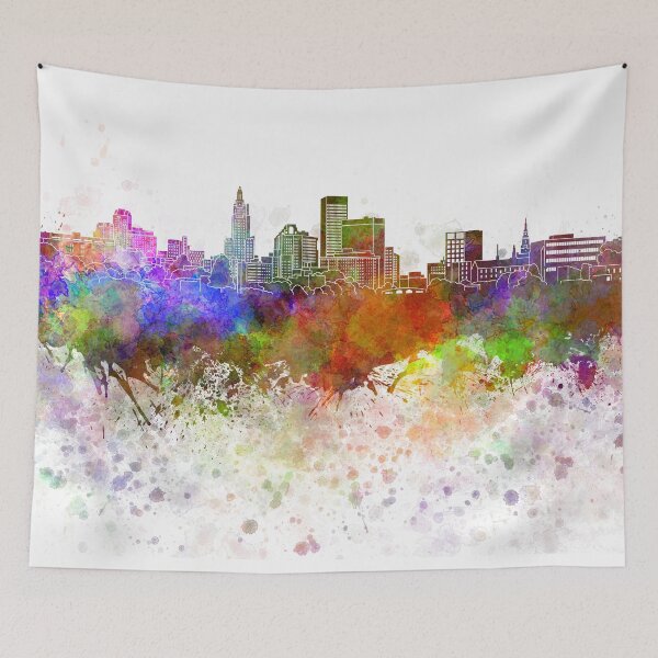 Item preview, Providence skyline in watercolor background designed and sold by paulrommer.