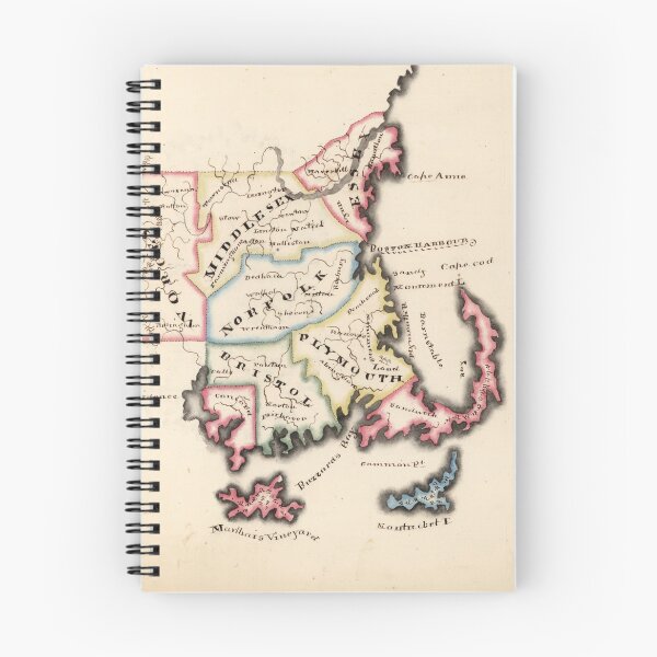 Item preview, Old Massachusetts Map (1819) Vintage The Bay State Vintage Atlas designed and sold by BravuraMedia.