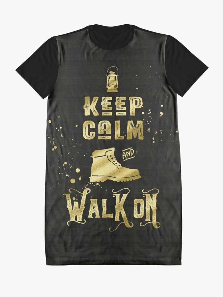 Alternate view of Keep Calm and Walk On Gold Hiking Boot Typography Graphic T-Shirt Dress