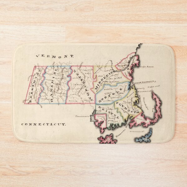 Item preview, Old Massachusetts Map (1819) Vintage The Bay State Vintage Atlas designed and sold by BravuraMedia.