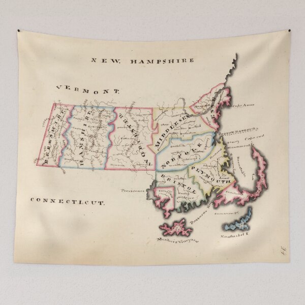Item preview, Old Massachusetts Map (1819) Vintage The Bay State Vintage Atlas designed and sold by BravuraMedia.