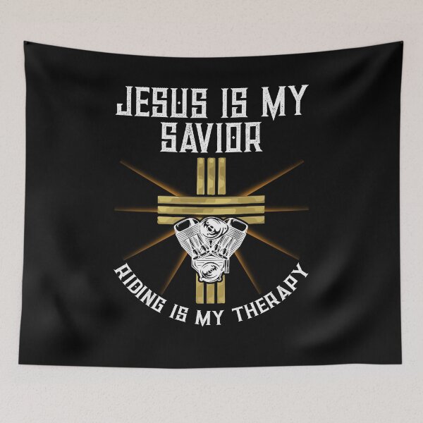 Item preview, Jesus Is My Savior Riding Is My Therapy Jesus Motorcycle designed and sold by Dressed For  Duty.