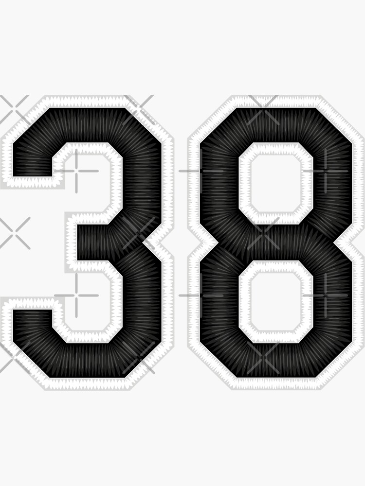 38 Black Jersey Sports Number thirty-eight Football 38 | Sticker