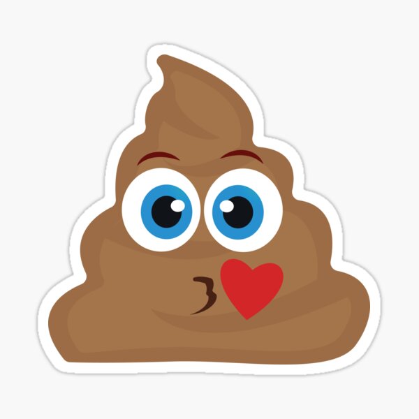 Throwing a Kiss Pile of Poo Emoji Vector Sticker