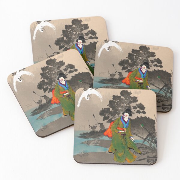Item preview, FunArt Traditional Japanese Painting, Hungry Flying Crane Chases Geisha With McDonald's Fries  designed and sold by Samoylis.