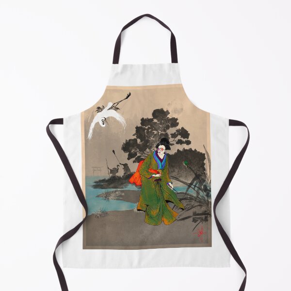 Item preview, FunArt Traditional Japanese Painting, Hungry Flying Crane Chases Geisha With McDonald's Fries designed and sold by Samoylis.