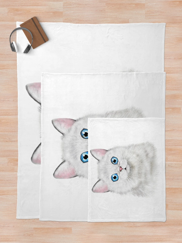 Thumbnail 5 of 6, Throw Blanket, Cute Cat Sticker designed and sold by PatternTale.