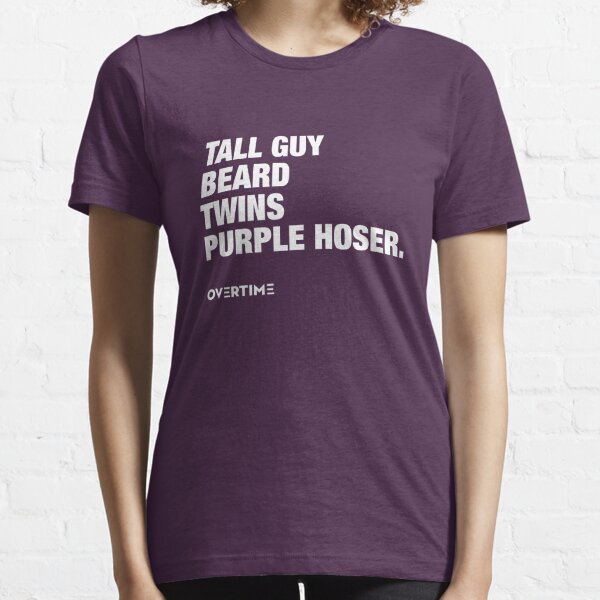 Dud. Perfect - Tall Guy, Beard, Twins, Purple Hoser (White - Purple) - Useless Madala Essential T-Shirt