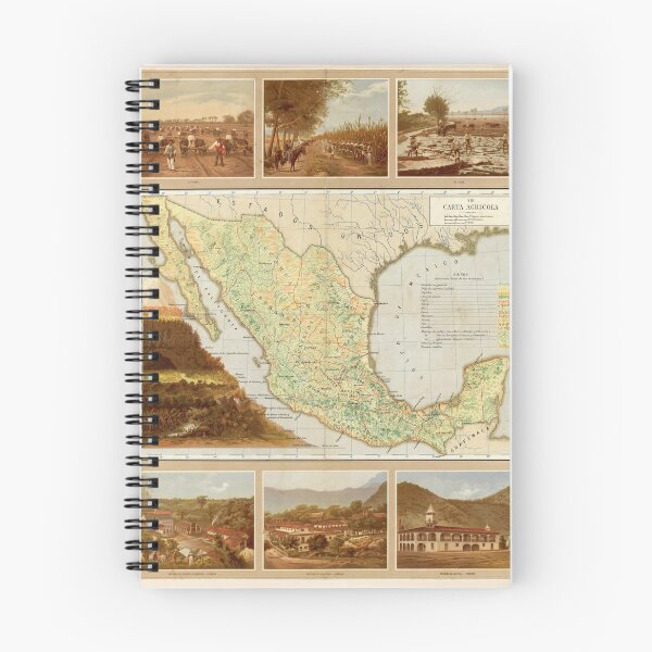 Item preview, Old Mexico Agricultural Map (1885) Vintage Central America Farming Atlas designed and sold by BravuraMedia.