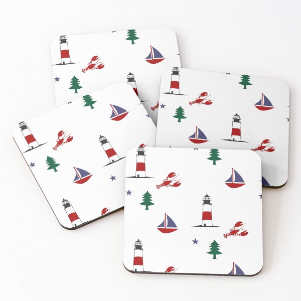 Item preview, Maine Things -- lobster, sailboat, pine tree flag, lighthouse designed and sold by hawkeyestate.