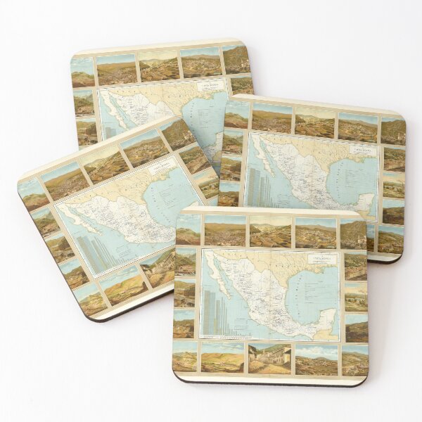 Item preview, Old Mexico Mining Map (1885) Vintage Central America Mines Atlas designed and sold by BravuraMedia.