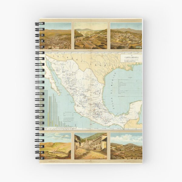Item preview, Old Mexico Mining Map (1885) Vintage Central America Mines Atlas designed and sold by BravuraMedia.