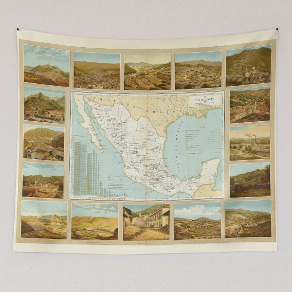 Item preview, Old Mexico Mining Map (1885) Vintage Central America Mines Atlas designed and sold by BravuraMedia.