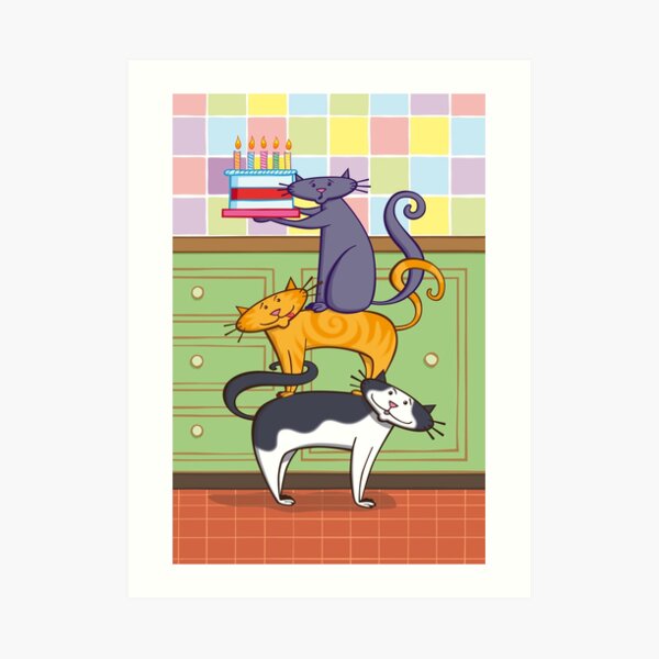 Cats Birthday Art Print