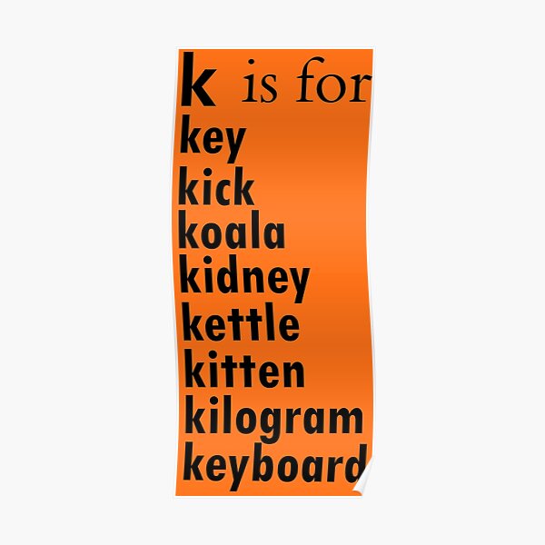 the-k-is-for-key-alphabet-a-z-words-alphabet-words-poster-for-sale