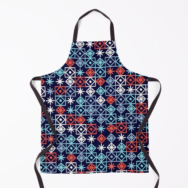 Item preview, Geometric Lace – Coral & Blue on Navy designed and sold by Cat Coquillette.