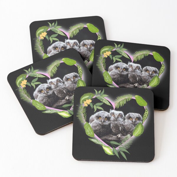 Item preview, Cute Baby Owls In A Leaf Heart Frame Design designed and sold by EarthArtDesigns.