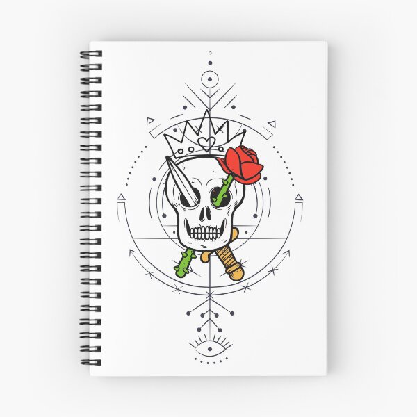 Item preview, Skull having a sword and a rose on its two different sides wearing a crown designed and sold by Srishti Goswami.