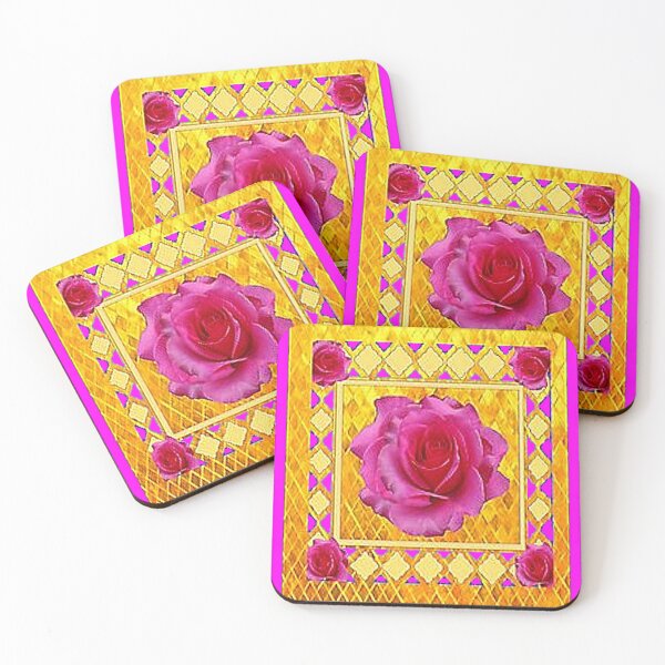 Item preview,  PINK ROSES GEOMETRIC GOLD ABSTRACT PATTERN ART designed and sold by sharlesart.