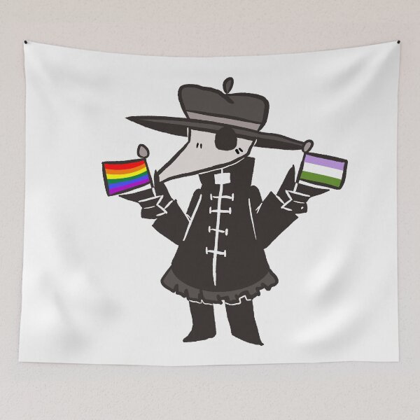 Aperçu de l'œuvre Docteur de la peste avec des drapeaux arc-en-ciel et genderqueer ! créée et vendue par Epoxxalypz.