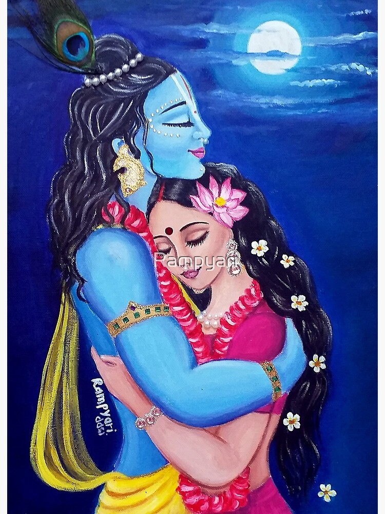 radha krishna hug painting