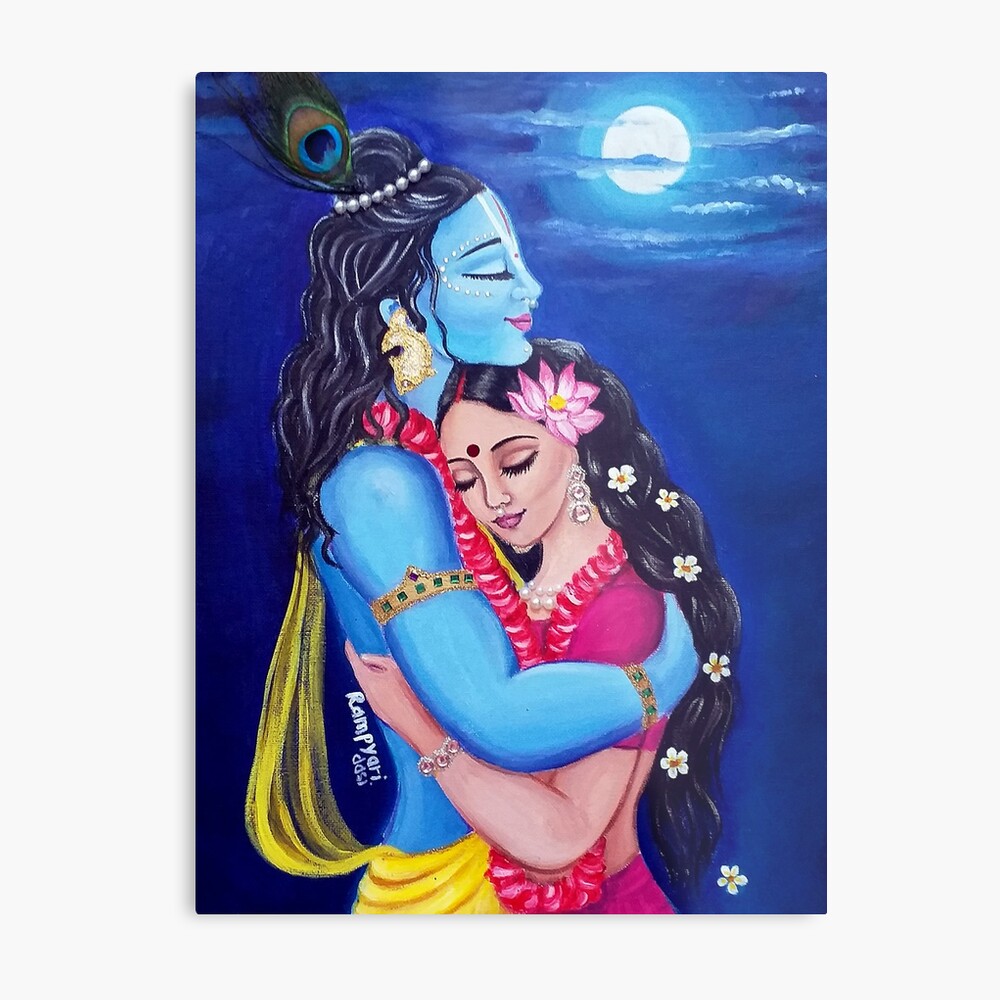 radha krishna hug painting