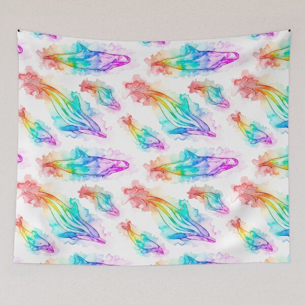 Artikelvorschau, Regenbogen wiederholende Delfine entworfen und verkauft von Moana Matron Designs.