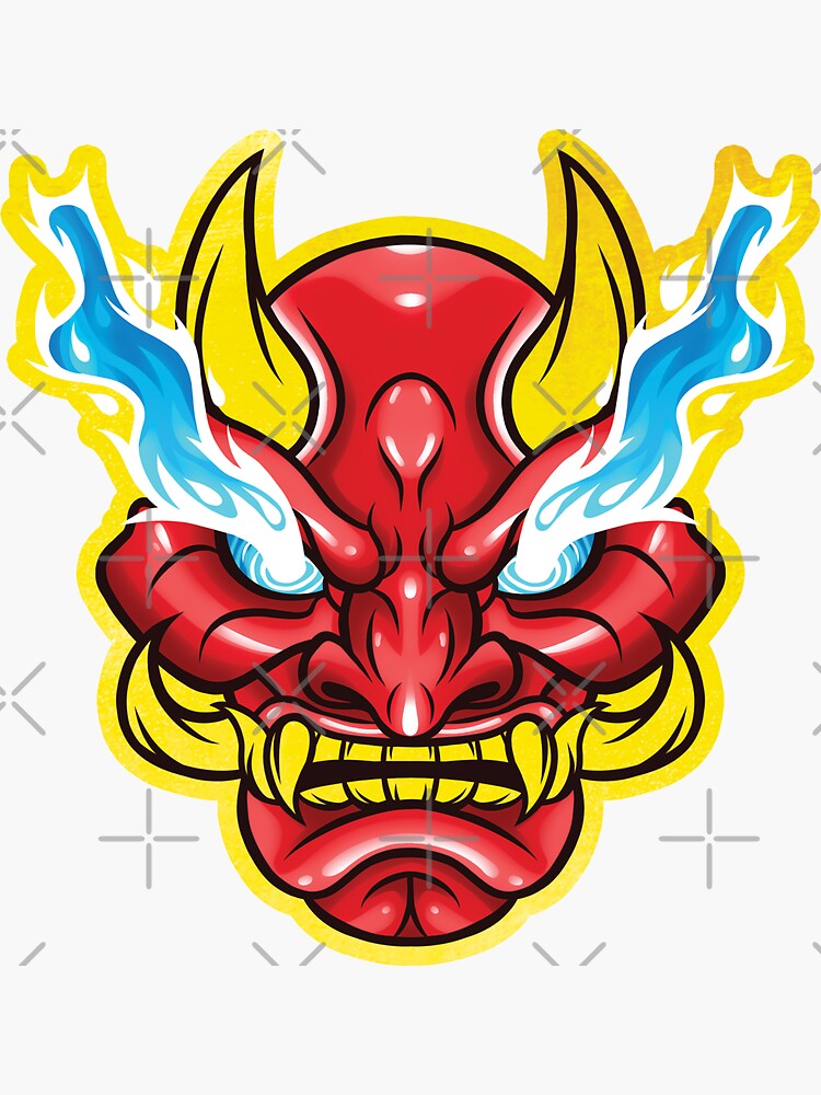 Masque Oni démon japonais' Autocollant