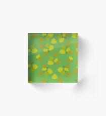 Birch leaves green background Acrylic Block