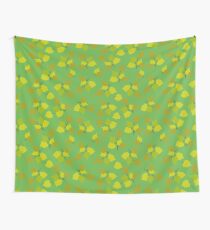 Birch leaves green background Wall Tapestry