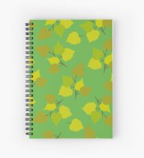 Birch leaves green background Spiral Notebook