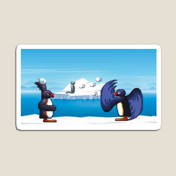 Vista previa del artículo con la obra «Pixel Pingu Snowball Fight», diseñado y vendido por pingoshop.