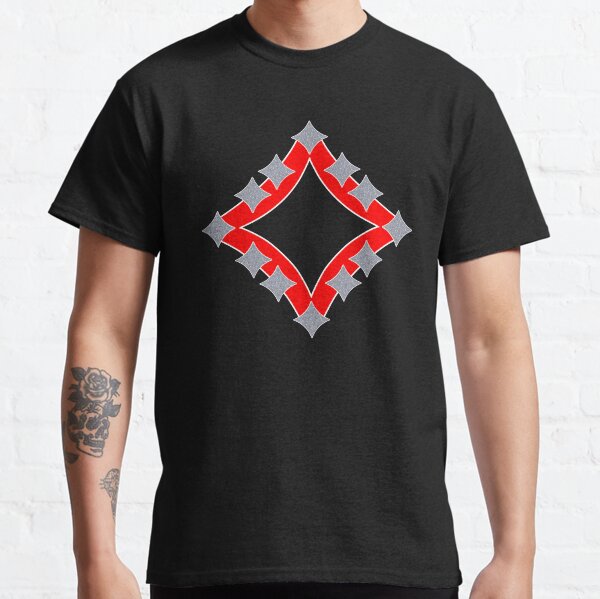 Dancing Silver 4-Point Stars Red Black Face Classic T-Shirt