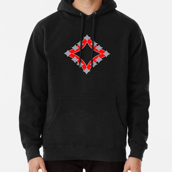 Dancing Silver 4-Point Stars Red Black Face Pullover Hoodie