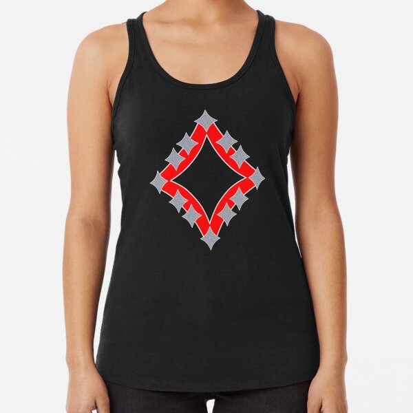 Dancing Silver 4-Point Stars Red Black Face Racerback Tank Top