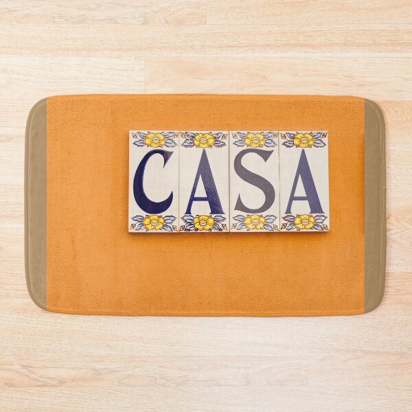 Item preview, Village street in old Spanish town with Spanish word CASA in tiles on orange wall designed and sold by Brian Scantlebury.