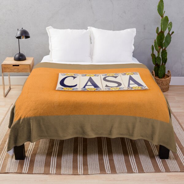 Item preview, Village street in old Spanish town with Spanish word CASA in tiles on orange wall designed and sold by Brian Scantlebury.