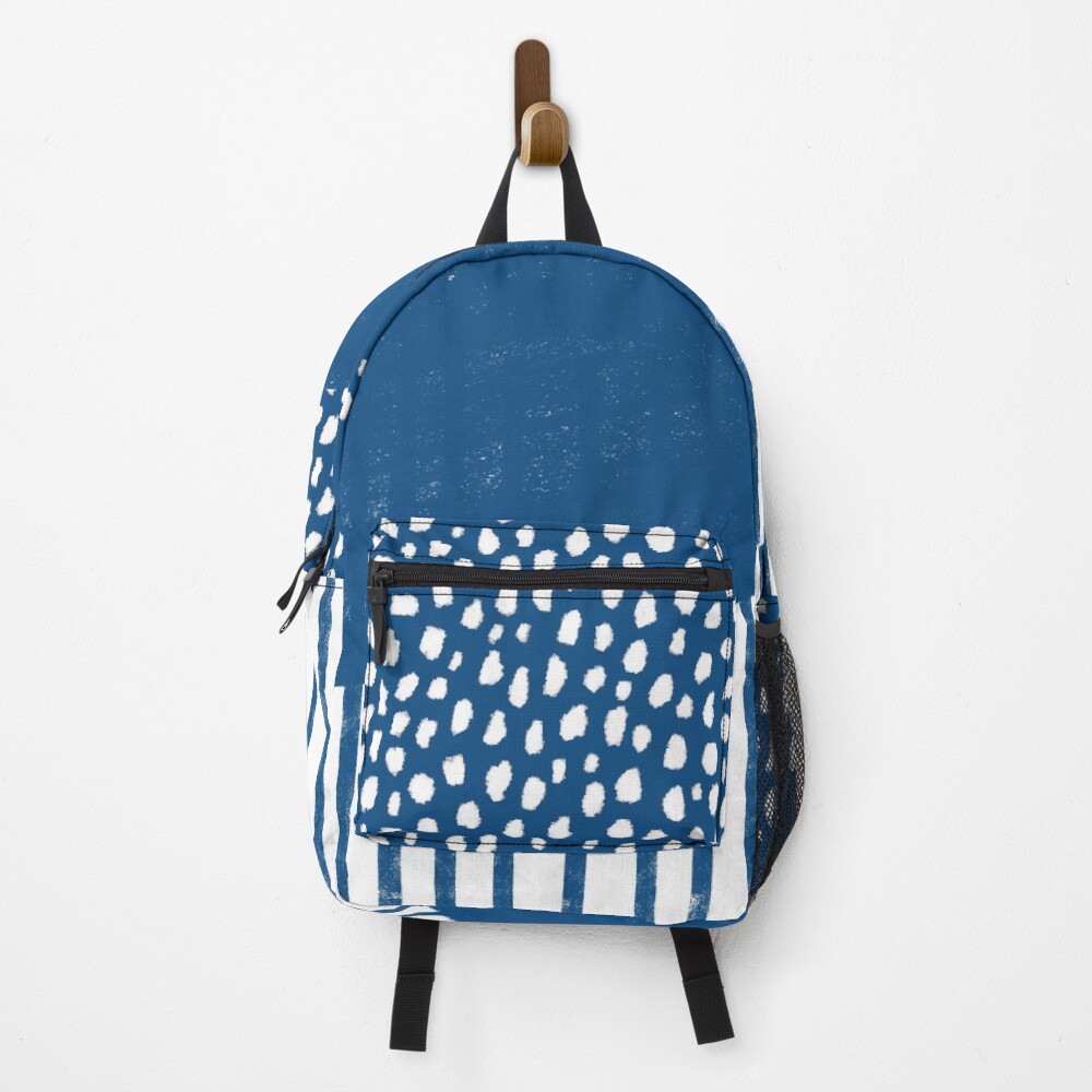 navy polka dot backpack