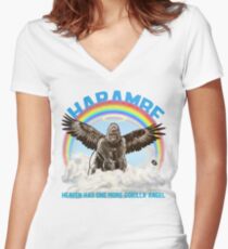Harambe - Gorilla Angel Women's Fitted V-Neck T-Shirt