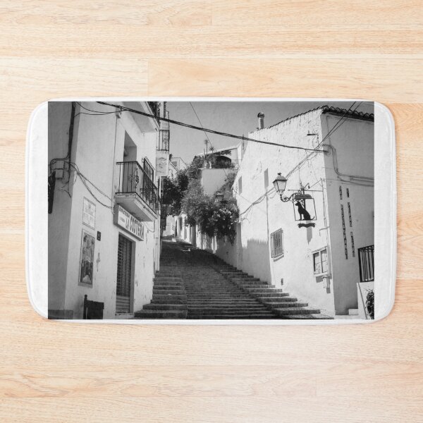 Item preview, Alicante Spain street scene outdoor stairs leading up between buildings designed and sold by Brian Scantlebury.