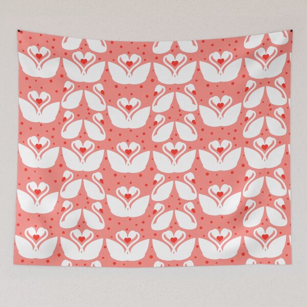 Item preview, White swans with pink polka dots pattern  designed and sold by JAWSCreatives.