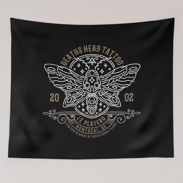 Item preview, Deaths Head Moth, Tattoo Studio Design, Montreal, Canada, Tattoo T-shirts designed and sold by Proverbial Wisdom Design.