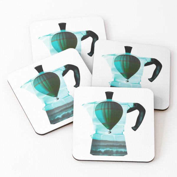 Item preview, Dreamy Coffeemaker with Hot Air Balloon in Teal Turquoise Blue Color designed and sold by kmcs.