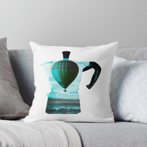 Item preview, Dreamy Coffeemaker with Hot Air Balloon in Teal Turquoise Blue Color designed and sold by kmcs.