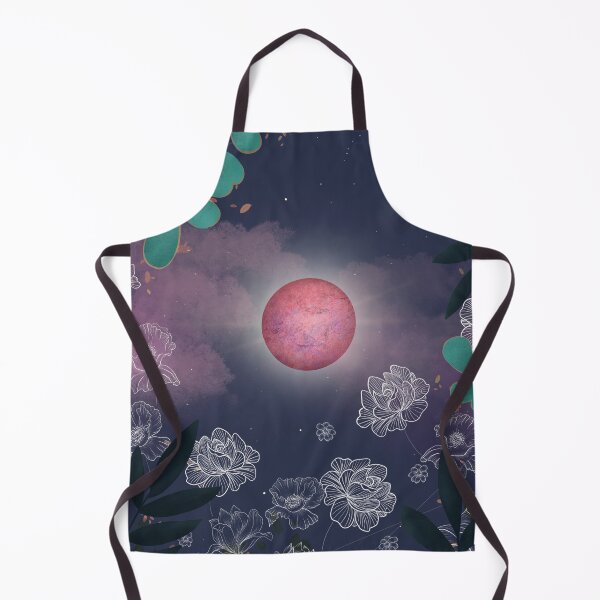 Item preview, red moon white floral lineart designed and sold by SarahNKreft.