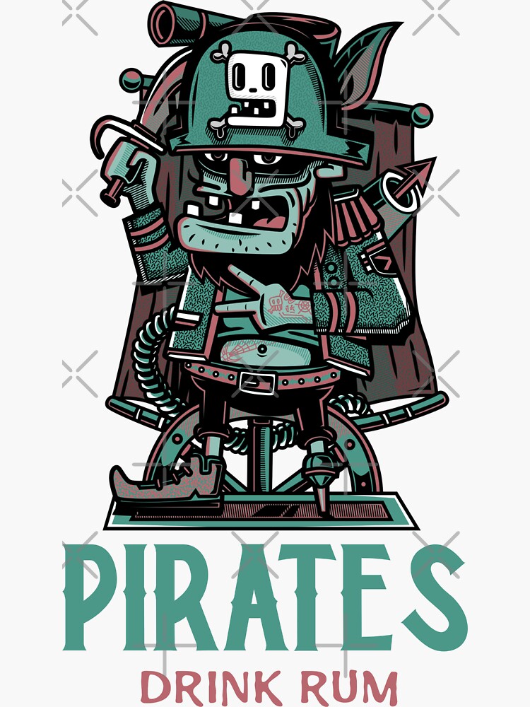 "Pirates Drink Rum." Sticker for Sale by redsevendesign Redbubble
